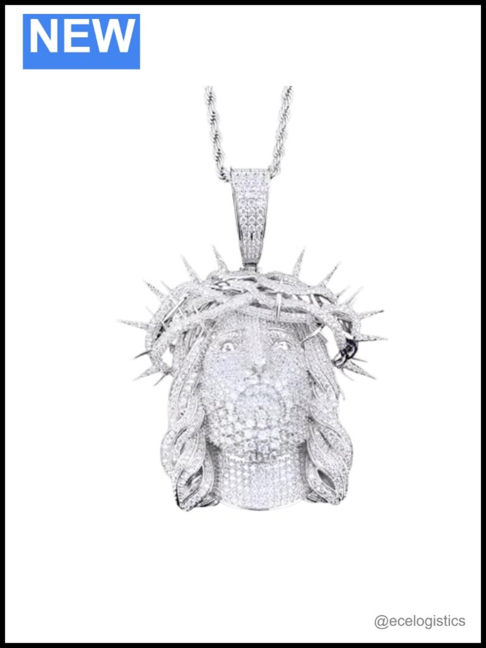 925 Sterling Silver Jesus Piece Iced Out Hip Hop Necklace